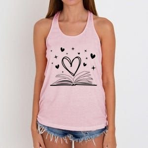 Bookworm Librarian Funny Book Reading Valentine's Day Heart Gift Women's Knotted Racerback Tank