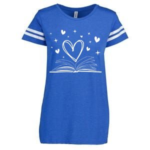 Bookworm Librarian Funny Book Reading Valentine's Day Heart Gift Enza Ladies Jersey Football T-Shirt