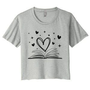 Bookworm Librarian Funny Book Reading Valentine's Day Heart Gift Women's Crop Top Tee