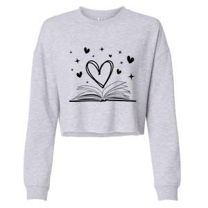 Bookworm Librarian Funny Book Reading Valentine's Day Heart Gift Cropped Pullover Crew