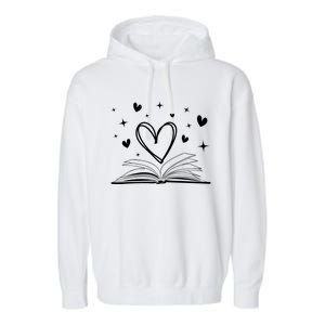 Bookworm Librarian Funny Book Reading Valentine's Day Heart Gift Garment-Dyed Fleece Hoodie