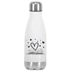 Bookworm Librarian Funny Book Reading Valentine's Day Heart Gift Stainless Steel Insulated Water Bottle