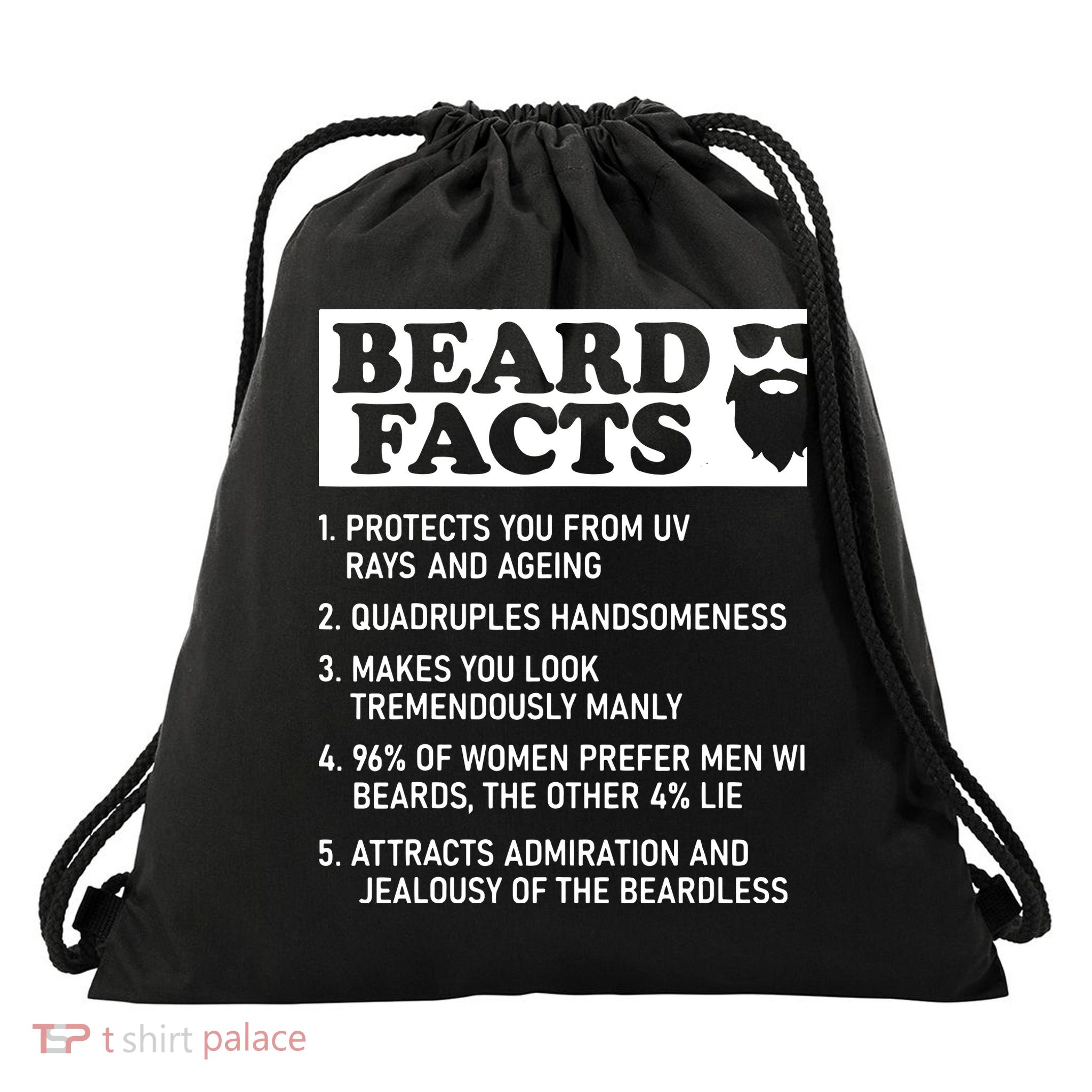 Beard Lover Funny Beard Facts Bearded Guy Humor Drawstring Bag