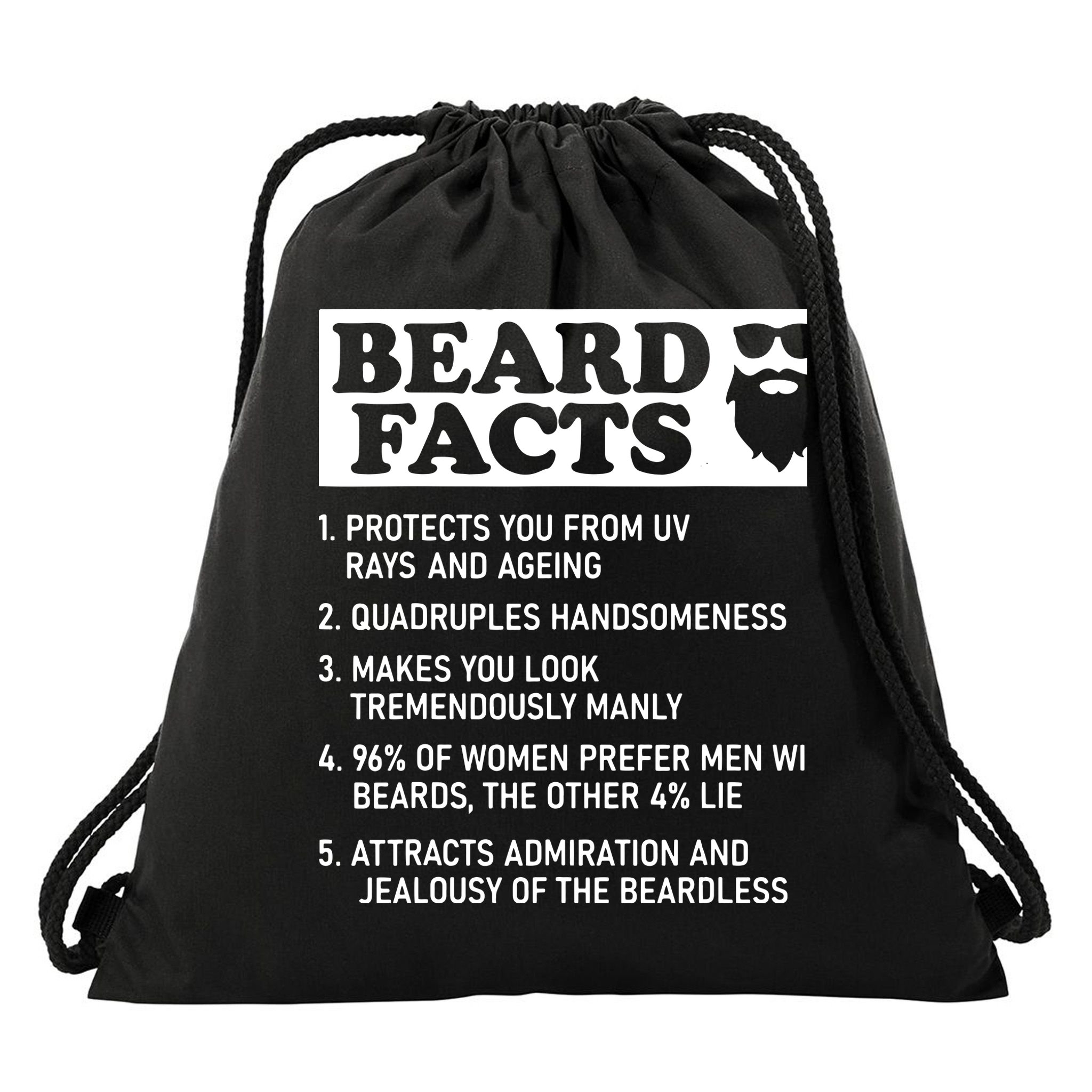 Beard Lover Funny Beard Facts Bearded Guy Humor Drawstring Bag