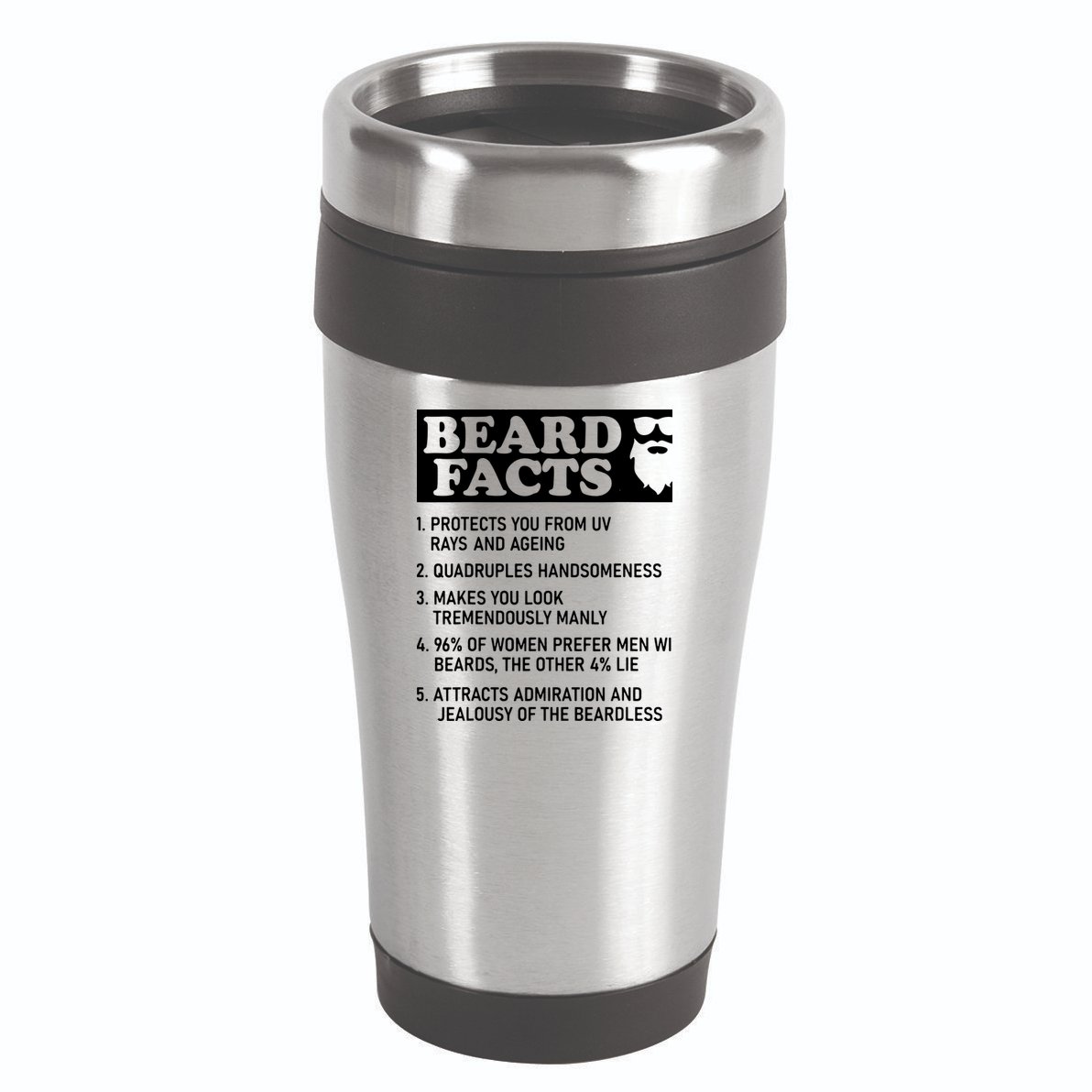 Beard Lover Funny Beard Facts Bearded Guy Humor 16oz Travel Tumbler