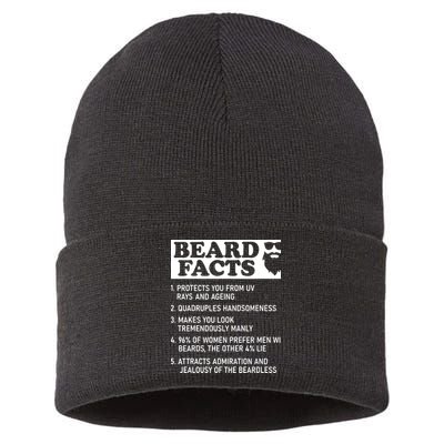 Beard Lover Funny Beard Facts Bearded Guy Humor Sustainable Knit Beanie