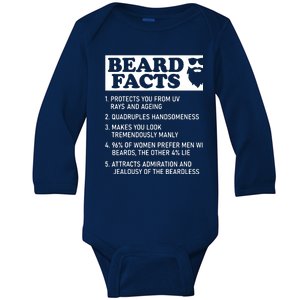 Beard Lover Funny Beard Facts Bearded Guy Humor Baby Long Sleeve Bodysuit