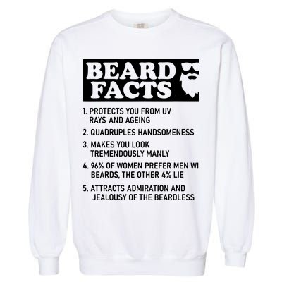 Beard Lover Funny Beard Facts Bearded Guy Humor Garment-Dyed Sweatshirt