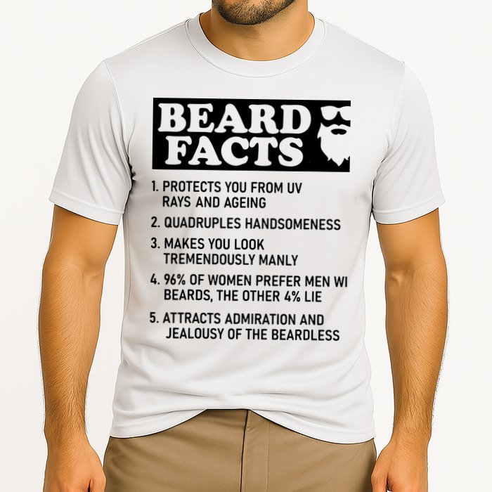 Beard Lover Funny Beard Facts Bearded Guy Humor Cooling Performance Crew T-Shirt