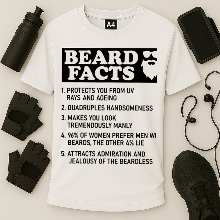 Beard Lover Funny Beard Facts Bearded Guy Humor Cooling Performance Crew T-Shirt