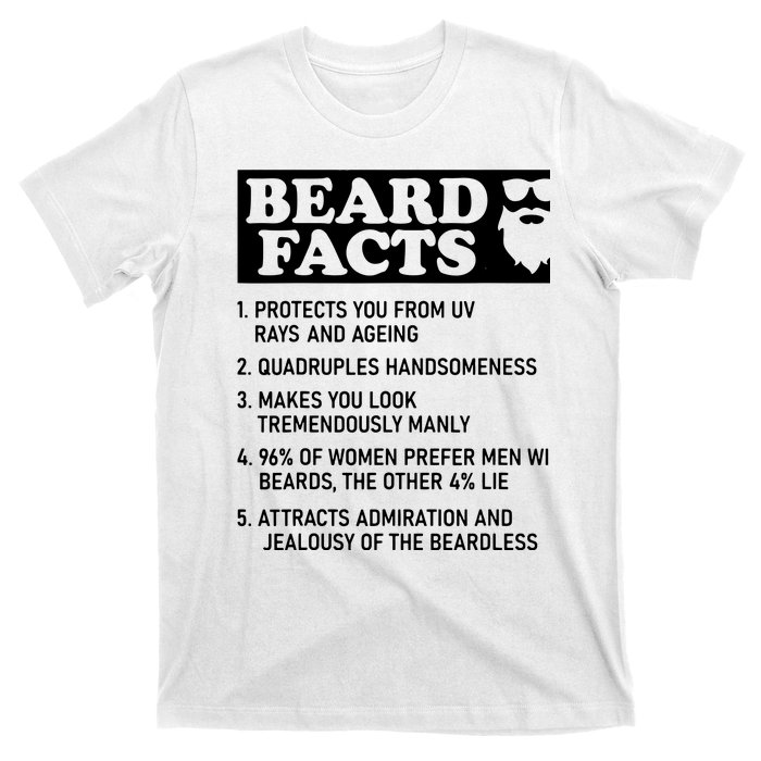 Beard Lover Funny Beard Facts Bearded Guy Humor T-Shirt