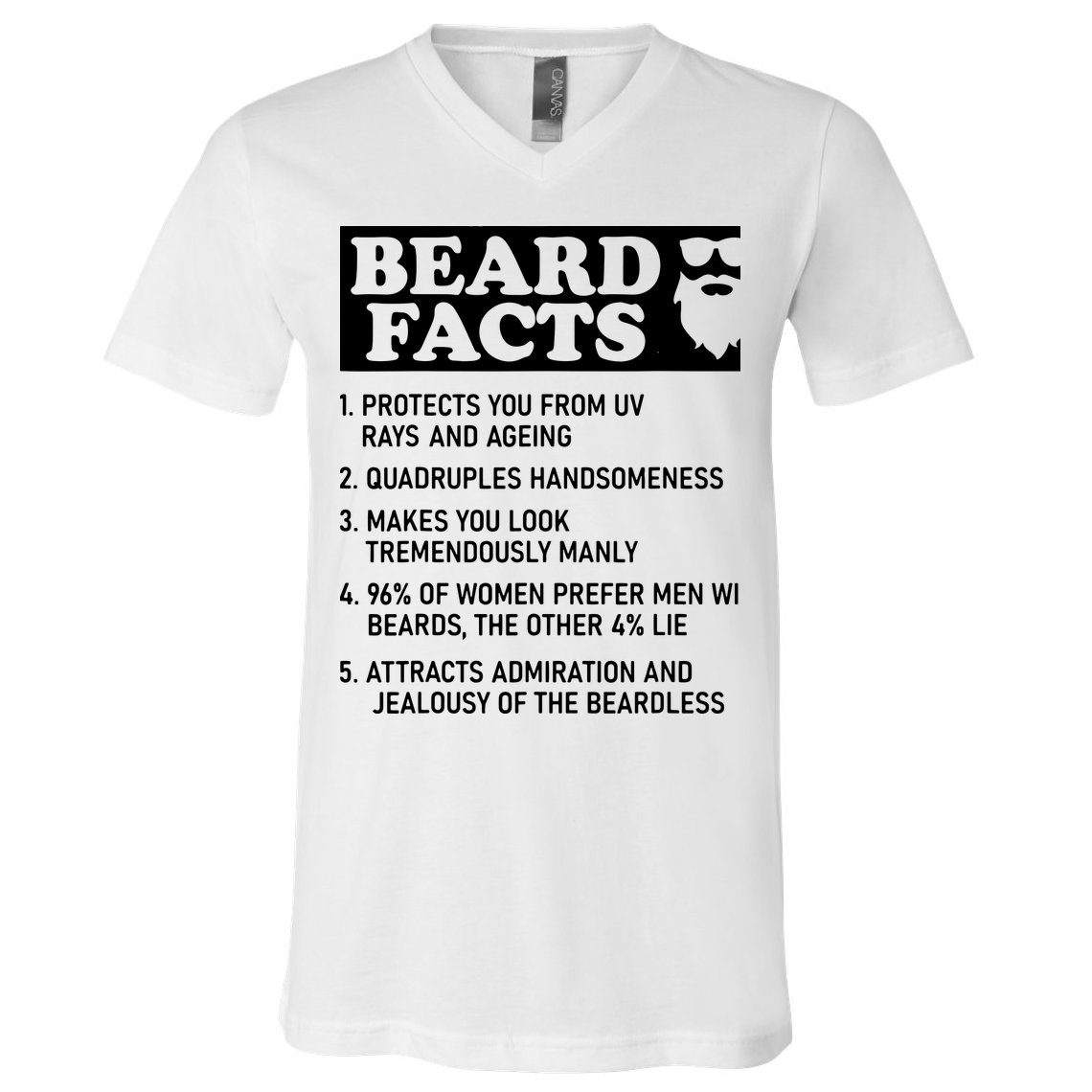 Beard Lover Funny Beard Facts Bearded Guy Humor V-Neck T-Shirt