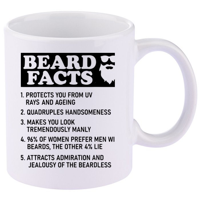 Beard Lover Funny Beard Facts Bearded Guy Humor 11oz C Handle Ceramic Mug