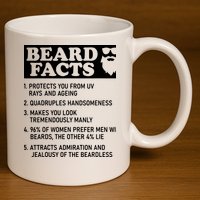 Beard Lover Funny Beard Facts Bearded Guy Humor 11oz C Handle Ceramic Mug