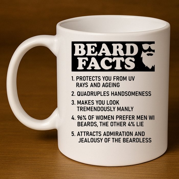 Beard Lover Funny Beard Facts Bearded Guy Humor 11oz C Handle Ceramic Mug