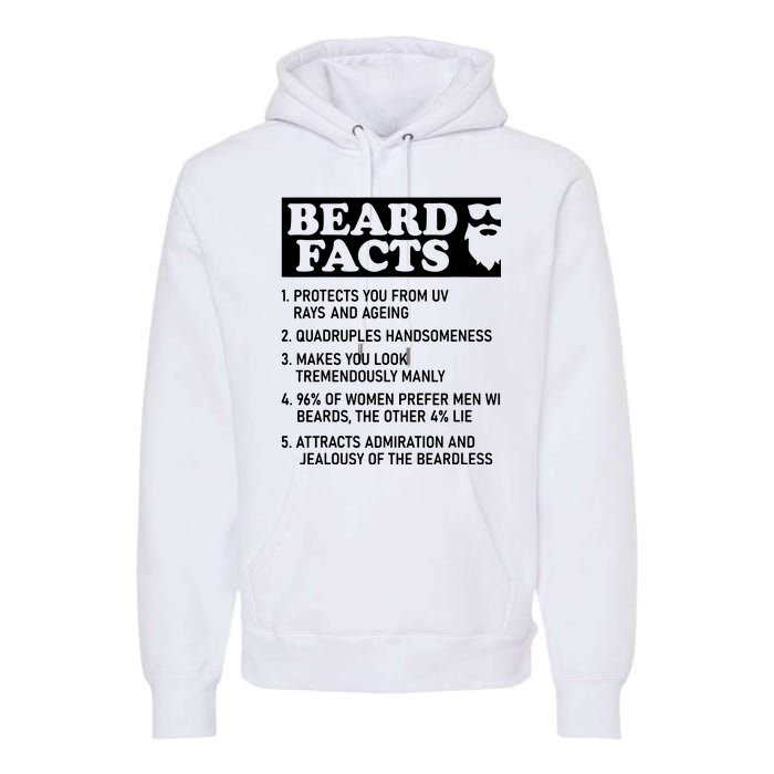 Beard Lover Funny Beard Facts Bearded Guy Humor Premium Hoodie