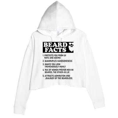Beard Lover Funny Beard Facts Bearded Guy Humor Crop Fleece Hoodie