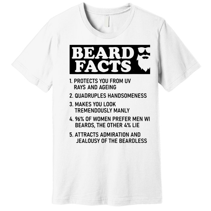 Beard Lover Funny Beard Facts Bearded Guy Humor Premium T-Shirt