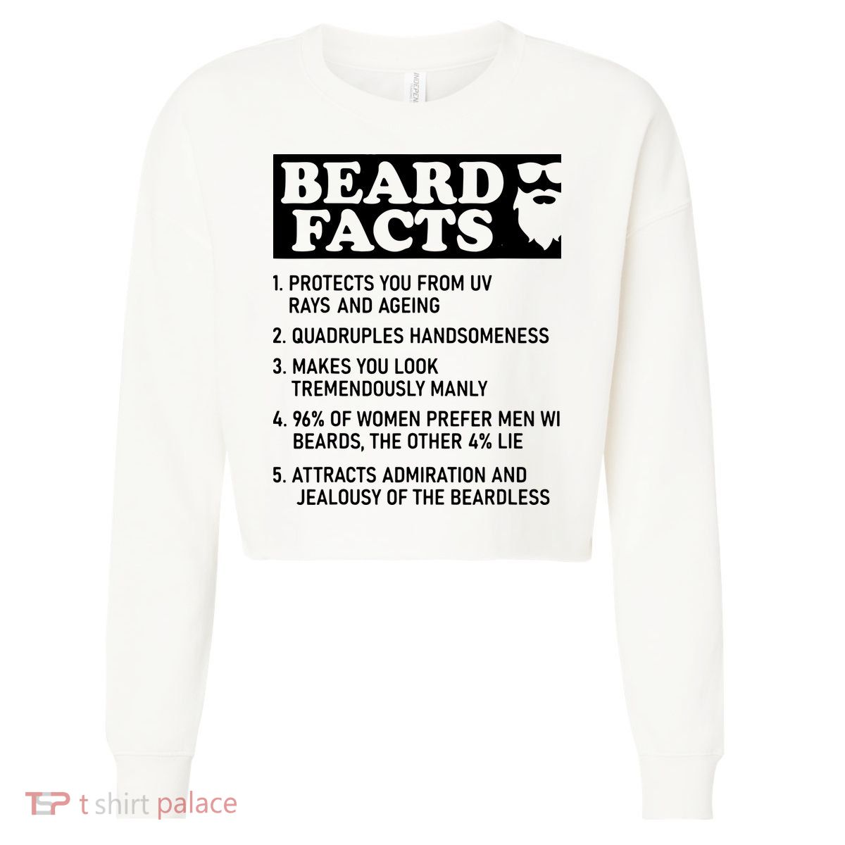 Beard Lover Funny Beard Facts Bearded Guy Humor Cropped Pullover Crew