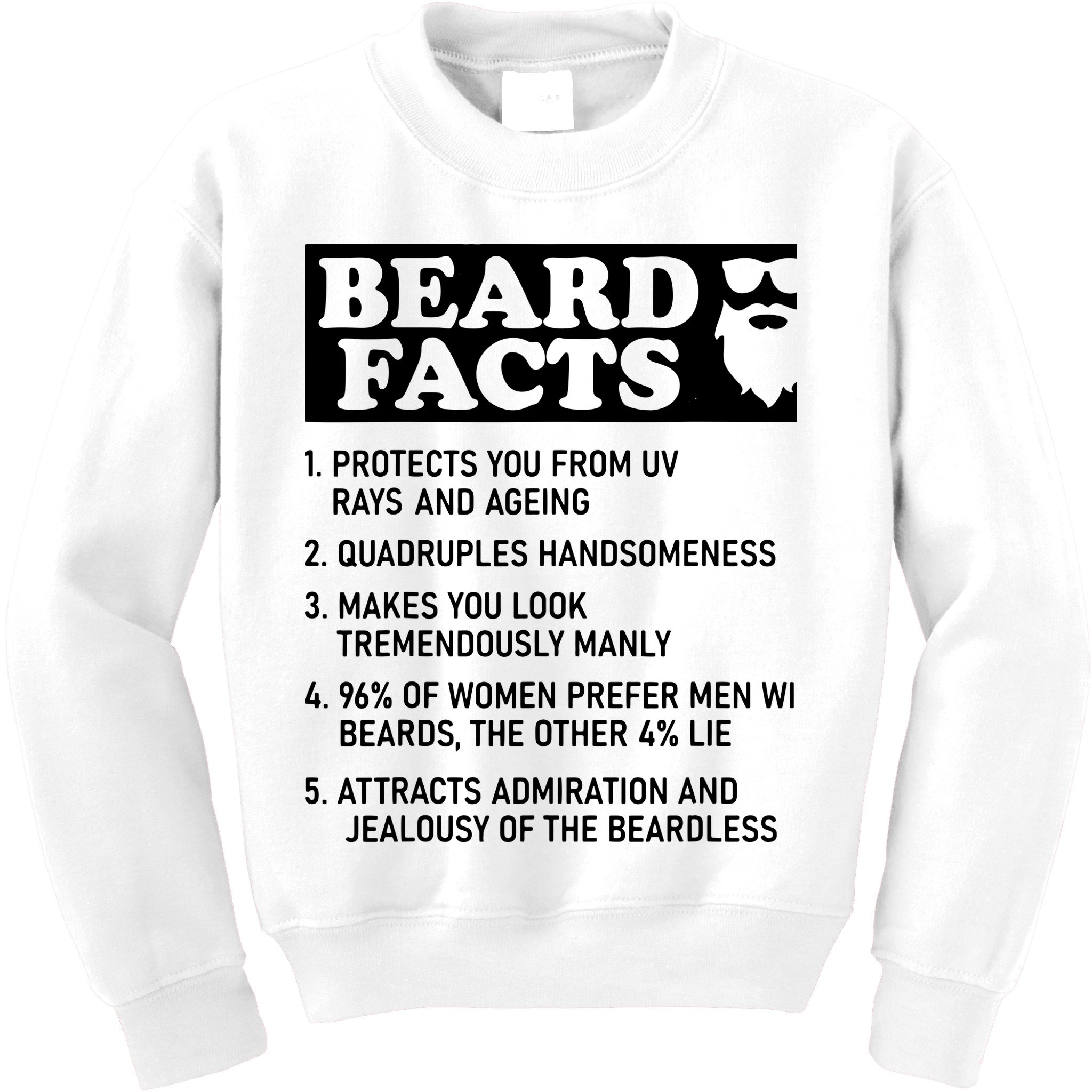 Beard Lover Funny Beard Facts Bearded Guy Humor Kids Sweatshirt
