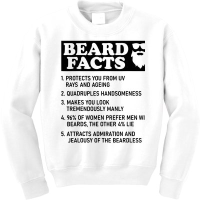 Beard Lover Funny Beard Facts Bearded Guy Humor Kids Sweatshirt