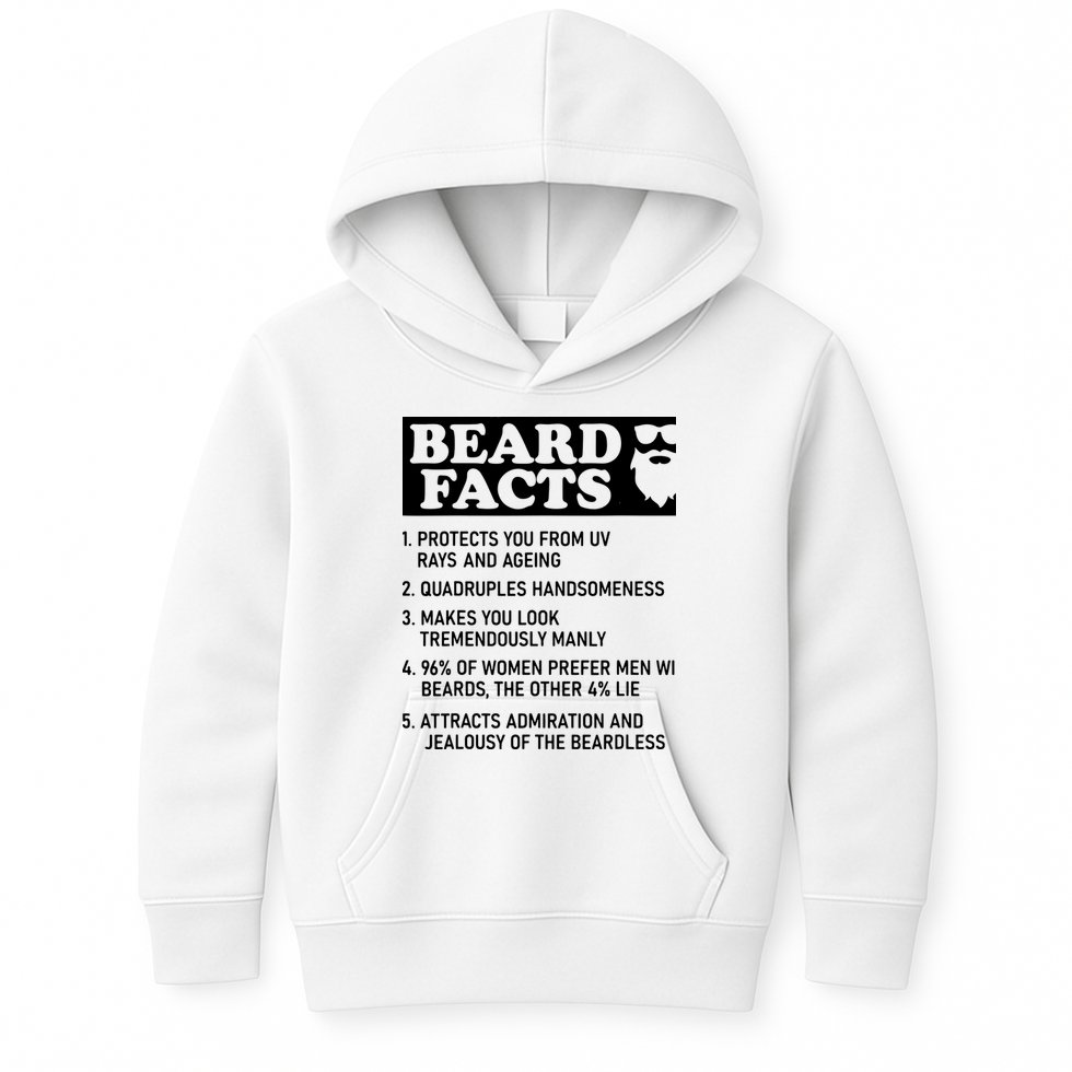 Beard Lover Funny Beard Facts Bearded Guy Humor Kids Hoodie