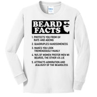 Beard Lover Funny Beard Facts Bearded Guy Humor Kids Long Sleeve Shirt