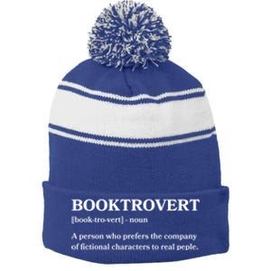 Book Lovers Funny Gift Funny Book Worm Booktrovert Gift Stripe Pom Pom Beanie