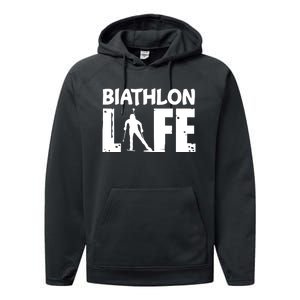 Biathlon Life For Biathletes Skiing Premium Performance Fleece Hoodie