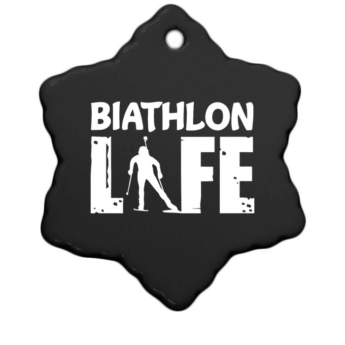 Biathlon Life For Biathletes Skiing Premium Ceramic Star Ornament