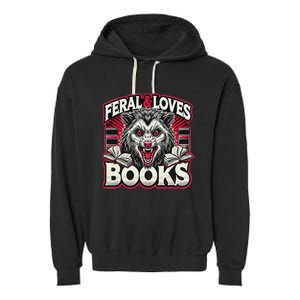 Book Lover Funny Reader Possum Librarian Library Garment-Dyed Fleece Hoodie