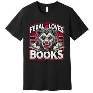 Book Lover Funny Reader Possum Librarian Library Premium T-Shirt