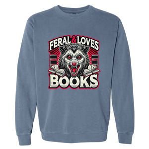 Book Lover Funny Reader Possum Librarian Library Garment-Dyed Sweatshirt