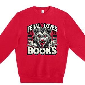 Book Lover Funny Reader Possum Librarian Library Premium Crewneck Sweatshirt