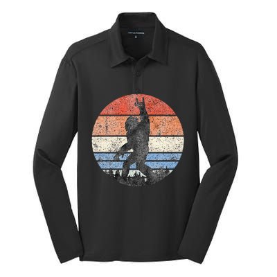 Bigfoot Lover Funny Bigfoot Rock Music Sasquatch Bigfoot Silk Touch Performance Long Sleeve Polo