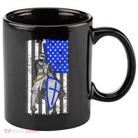 Blue Line Flag Templar Knight Warrior 11oz C Handle Ceramic Mug