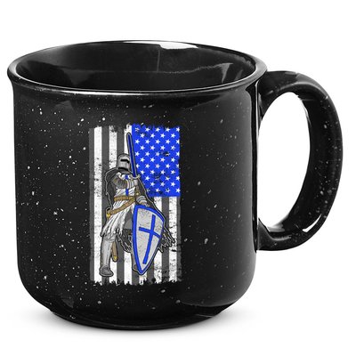 Blue Line Flag Templar Knight Warrior 15oz Campfire Ceramic Mug