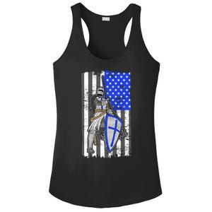 Blue Line Flag Templar Knight Warrior Ladies PosiCharge Competitor Racerback Tank