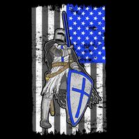 Blue Line Flag Templar Knight Warrior Wool Snapback Cap