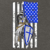 Blue Line Flag Templar Knight Warrior Cotton Canvas Backpack