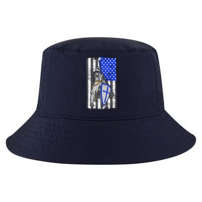 Blue Line Flag Templar Knight Warrior Cool Comfort Performance Bucket Hat