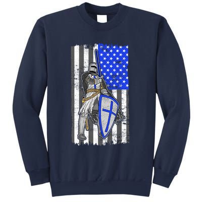 Blue Line Flag Templar Knight Warrior Sweatshirt