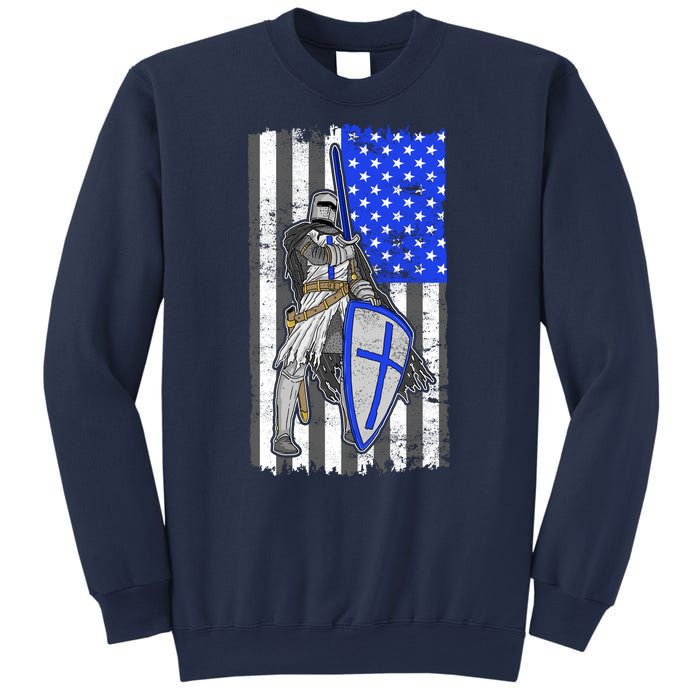 Blue Line Flag Templar Knight Warrior Sweatshirt