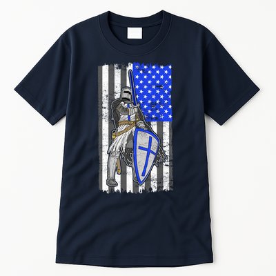 Blue Line Flag Templar Knight Warrior Tall T-Shirt