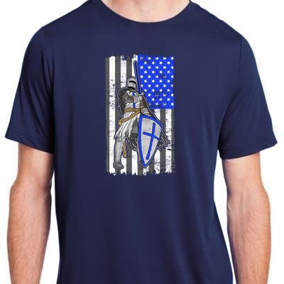 Blue Line Flag Templar Knight Warrior Adult ChromaSoft Performance T-Shirt