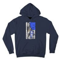 Blue Line Flag Templar Knight Warrior Tall Hoodie