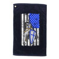 Blue Line Flag Templar Knight Warrior Golf Towel