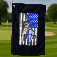 Blue Line Flag Templar Knight Warrior Golf Towel