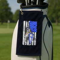 Blue Line Flag Templar Knight Warrior Golf Towel