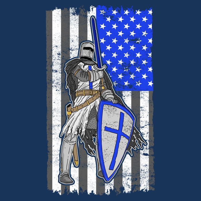Blue Line Flag Templar Knight Warrior Golf Towel